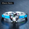 Wholesale fox Elegant Heart Cut Rainbow Opal Claddagh Ring Fashion White CZ Wedding Jewelry Engagement Promise Rings