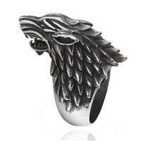 Wholesale high quality Game Of Thrones Ring Ice Wolf House Stark Of Winterfell Biker Animal Ring Fashion Jewelry