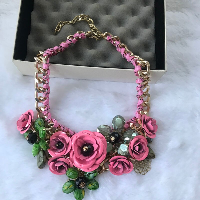 kpop accessories big flower statement short necklace for women/collier femme/collares de moda 2021