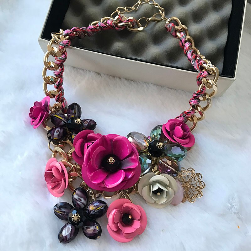 kpop accessories big flower statement short necklace for women/collier femme/collares de moda 2021