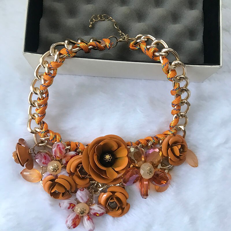 kpop accessories big flower statement short necklace for women/collier femme/collares de moda 2021