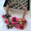 kpop accessories big flower statement short necklace for women/collier femme/collares de moda 2021