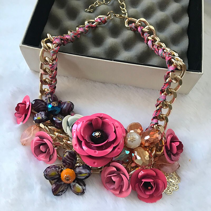 kpop accessories big flower statement short necklace for women/collier femme/collares de moda 2021