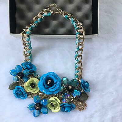 kpop accessories big flower statement short necklace for women/collier femme/collares de moda 2021