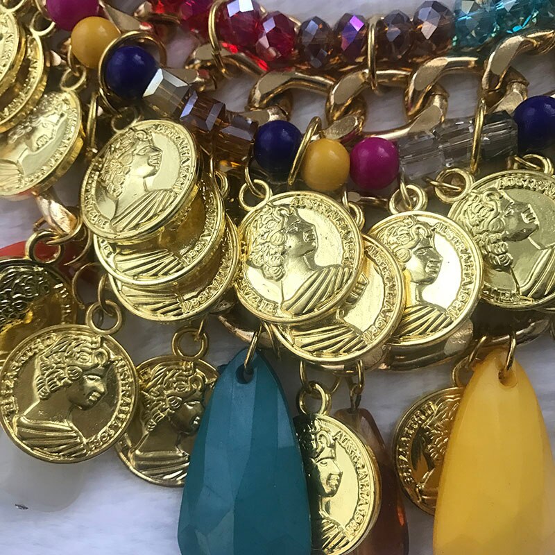 kpop vintage accessories statement big coin necklace for women/collier femme/collares de moda 2021