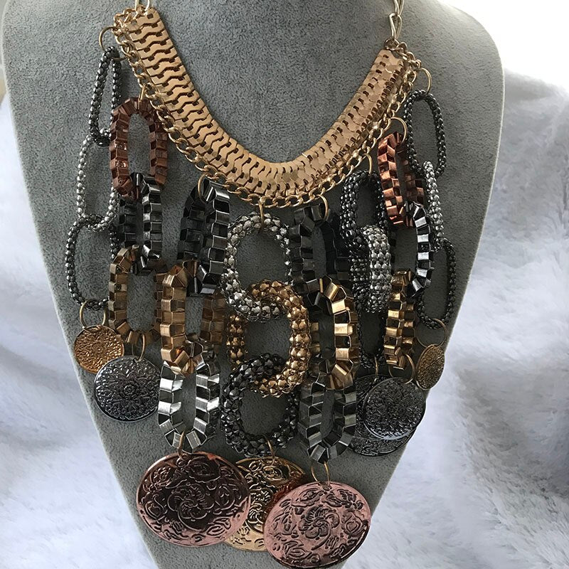 kpop vintage accessories statement big coin necklace for women/collier femme/collares de moda 2021