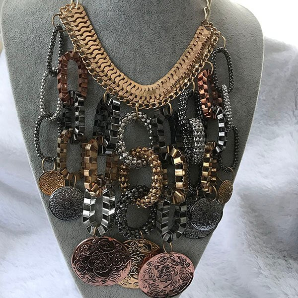 kpop vintage accessories statement big coin necklace for women/collier femme/collares de moda 2021