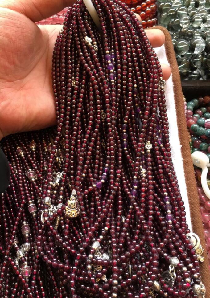 Wholesale prices 100% Natural Garnet Crystal Beads Bracelet 5pc