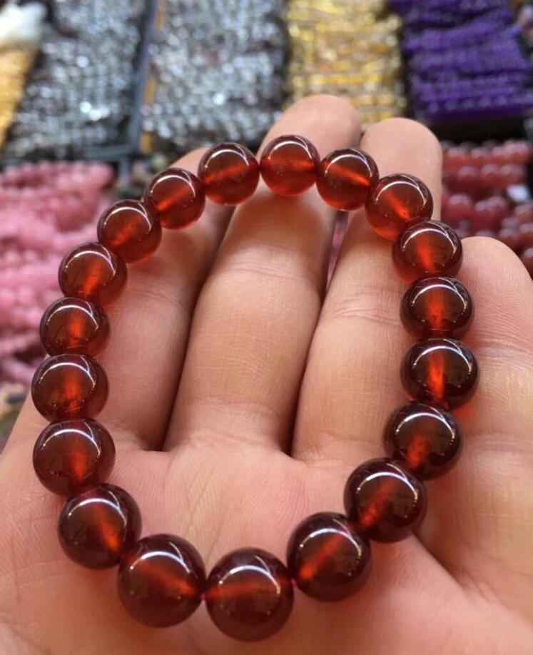 Wholesale prices 100% Natural Garnet Crystal Beads Bracelet 8-11mm