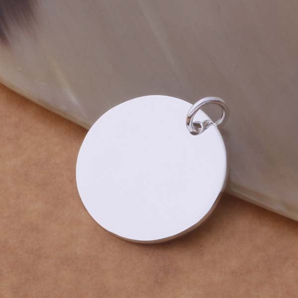 Wholesale-silver-plated-sterling-silver-Necklace-free-shipping-925-stamped-fashion-jewelry-pendant-Silvery-disc-AN691