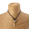 s 6Pcs Faux Yak Bone Brown Shark Tooth Teeth Pendant Necklace Adjustable Surfer Jewellery