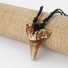 s 6Pcs Faux Yak Bone Brown Shark Tooth Teeth Pendant Necklace Adjustable Surfer Jewellery