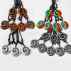 s 6pcs Resin Tribal Black/White/Brown/Rasta Keltic Spiral Swirl Charms Pendants Necklace Adjustable