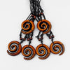 s 6pcs Resin Tribal Black/White/Brown/Rasta Keltic Spiral Swirl Charms Pendants Necklace Adjustable