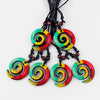 s 6pcs Resin Tribal Black/White/Brown/Rasta Keltic Spiral Swirl Charms Pendants Necklace Adjustable
