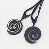 s 6pcs Resin Tribal Black/White/Brown/Rasta Keltic Spiral Swirl Charms Pendants Necklace Adjustable