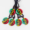s 6pcs Resin Tribal Black/White/Brown/Rasta Keltic Spiral Swirl Charms Pendants Necklace Adjustable