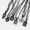 s Black Faux Yak Bone Necklace Carving OM AUM YOGA Charms Pendant Necklace Resin Jewelry
