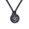 s Black Faux Yak Bone Necklace Carving OM AUM YOGA Charms Pendant Necklace Resin Jewelry
