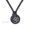 s Black Faux Yak Bone Necklace Carving OM AUM YOGA Charms Pendant Necklace Resin Jewelry