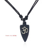 s Black Faux Yak Bone Necklace Carving OM AUM YOGA Charms Pendant Necklace Resin Jewelry