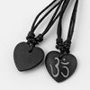 s Black Faux Yak Bone Necklace Carving OM AUM YOGA Charms Pendant Necklace Resin Jewelry