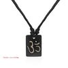 s Black Faux Yak Bone Necklace Carving OM AUM YOGA Charms Pendant Necklace Resin Jewelry