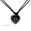 s Black Faux Yak Bone Necklace Carving OM AUM YOGA Charms Pendant Necklace Resin Jewelry