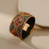 Wide Leather Rhinestones Bracelet&amp;Bangle With Magnetic Clasp Handmade Colorful Crystal Bohemian Leather Jewelry Gift for Women