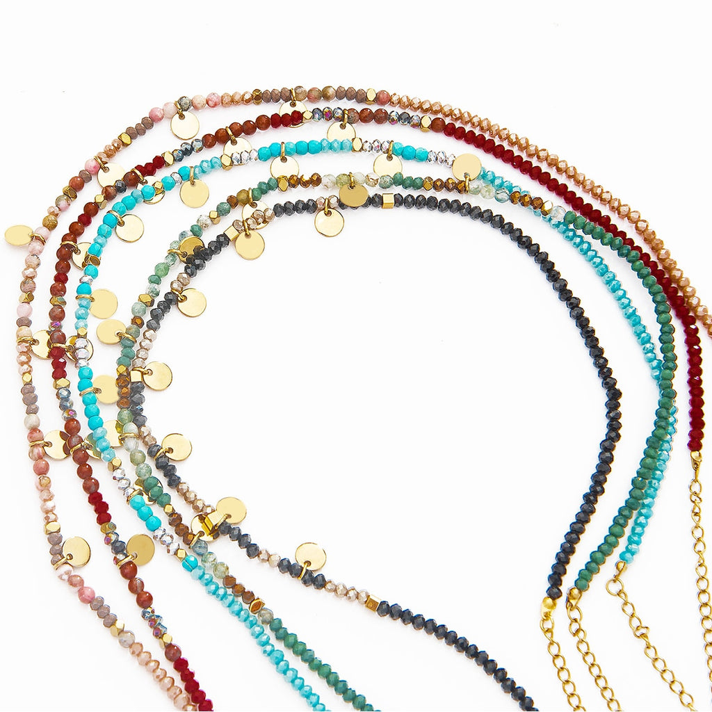 Wild & Free Stainless Steel Necklace Five Colors Beaded Necklace  Women Chain Necklace Round Trendy Bohemian Jewelry Women