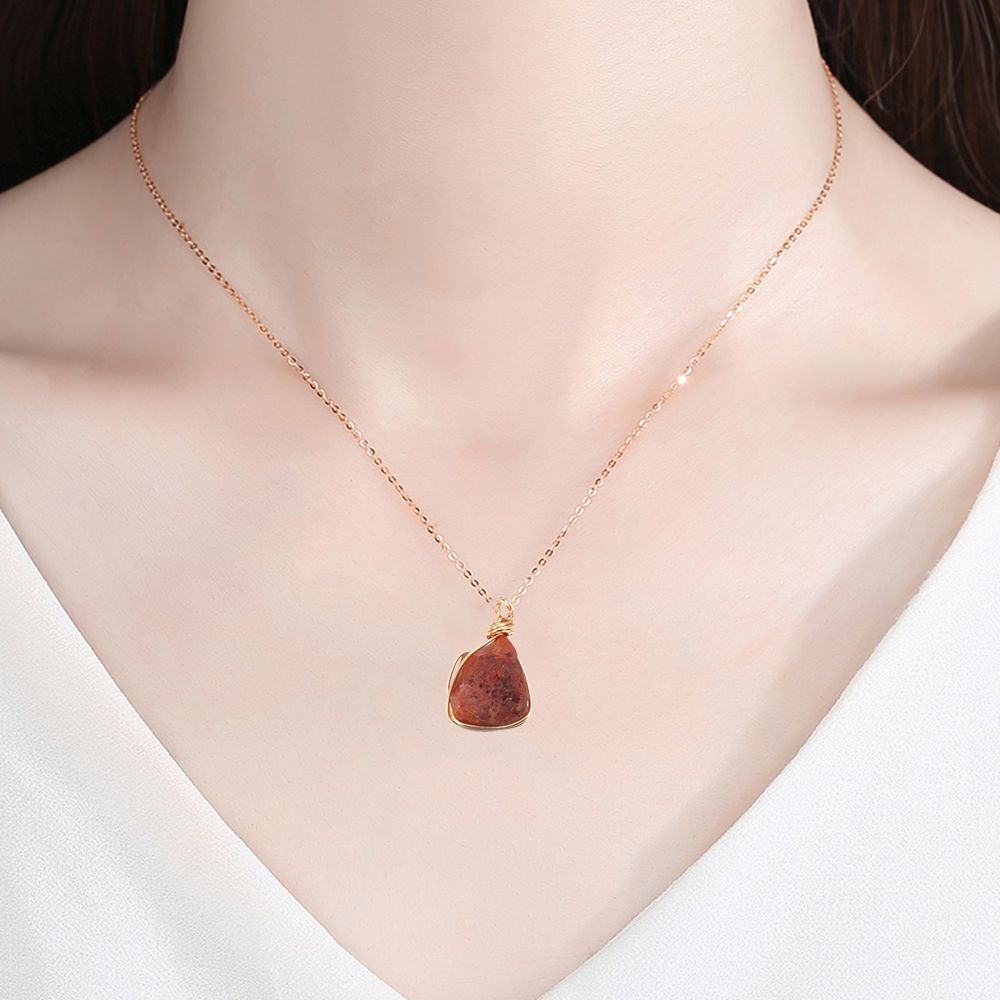 Winding Orange Crystal Natural Stone Raw Carnelian Pendant with Gold Wire Accessories Jewelry Gift for Women Men 2022New