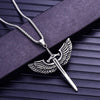 Wing Holy Sword Cross Pendant Necklace Men's Necklace Metal Retro Accessories Religious Amulet Party Jewelry