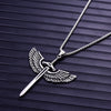 Wing Holy Sword Cross Pendant Necklace Men's Necklace Metal Retro Accessories Religious Amulet Party Jewelry