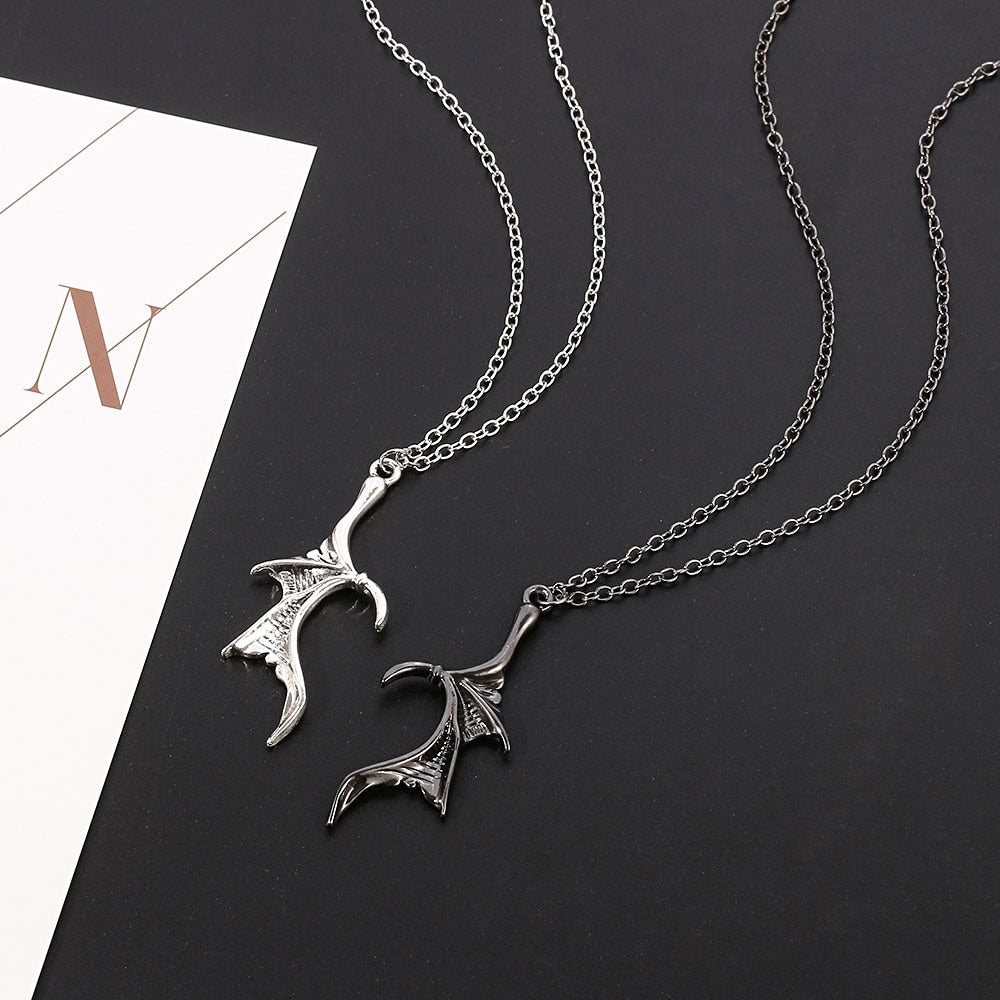 Wing Necklace for Women Men Matching Demon Dragon Wing Love Heart Pendant Necklace Couple Family Friendship Necklace Jewelry
