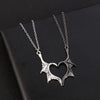 Demon Dragon Wing Love Heart Pendant Necklace Matching Charm Love Heart Pendant Necklace Matching Charm Feather Shaped Angel Devil Wings Rings Jewelry Set Couple Family Friendship Set1 Pair