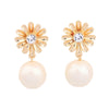 Hot Sales Fashion Cute Crystal Rose Gold Color Simulated Pearl Flowers Stud Earrings For Women Factory Wholesale