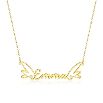 Wings Name Necklace Personalized Gold Nameplate in Stainless Steel  Nameplate Choker For Women Girl Birthday Gift simple elegant