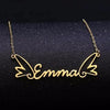 Wings Name Necklace Personalized Gold Nameplate in Stainless Steel  Nameplate Choker For Women Girl Birthday Gift simple elegant