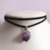 Witch Purple Stone Choker Crystal Pendant Suede Lilac Black Witcher Wedding Punk Gorgeous Jewelry Women Gift Necklace