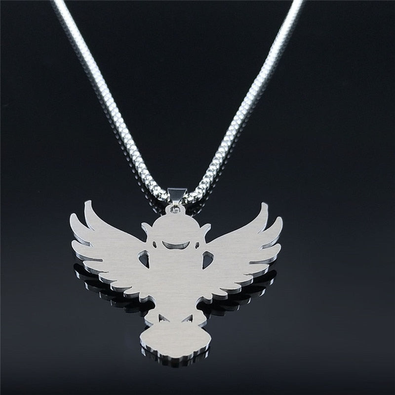 Witchcraft Spearhead Eagles Stainless Steel Chain Necklaces Silver Color Lapis Lazuli Big Necklaces Jewelry collier NZ2257S02