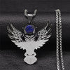 Witchcraft Spearhead Eagles Stainless Steel Chain Necklaces Silver Color Lapis Lazuli Big Necklaces Jewelry collier NZ2257S02