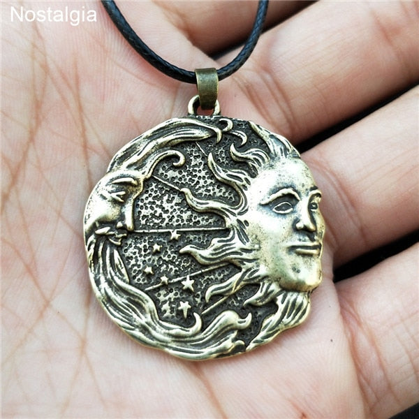 Witchcraft Sun Moon Star Wicca Pagan Spiritual Jewelry Vintage Necklace Women Men Ouija Witch Pendant  2021