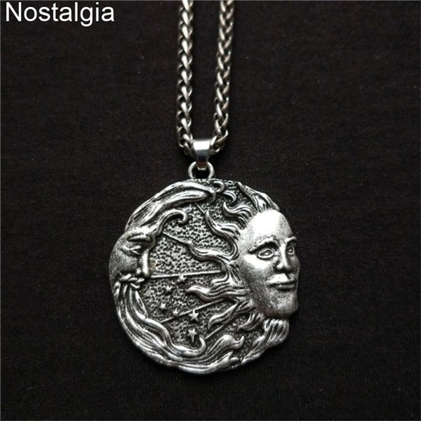 Witchcraft Sun Moon Star Wicca Pagan Spiritual Jewelry Vintage Necklace Women Men Ouija Witch Pendant  2021