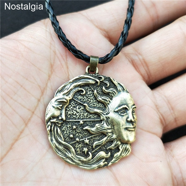 Witchcraft Sun Moon Star Wicca Pagan Spiritual Jewelry Vintage Necklace Women Men Ouija Witch Pendant  2021