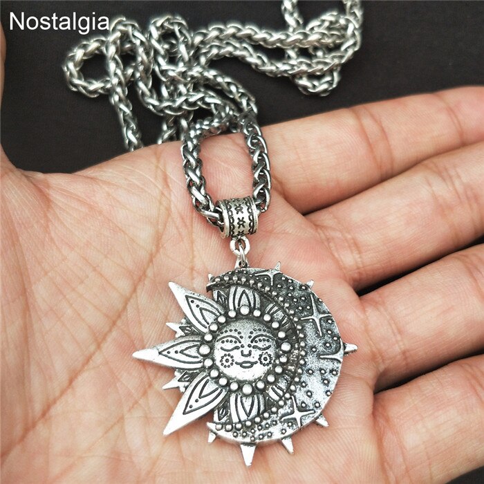 Witchcraft Sun Moon Star Wicca Pagan Spiritual Jewelry Vintage Necklace Women Men Ouija Witch Pendant  2021