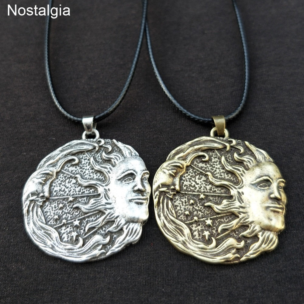 Witchcraft Sun Moon Star Wicca Pagan Spiritual Jewelry Vintage Necklace Women Men Ouija Witch Pendant  2021