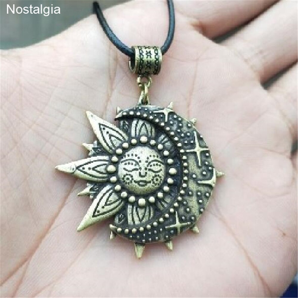 Witchcraft Sun Moon Star Wicca Pagan Spiritual Jewelry Vintage Necklace Women Men Ouija Witch Pendant  2021