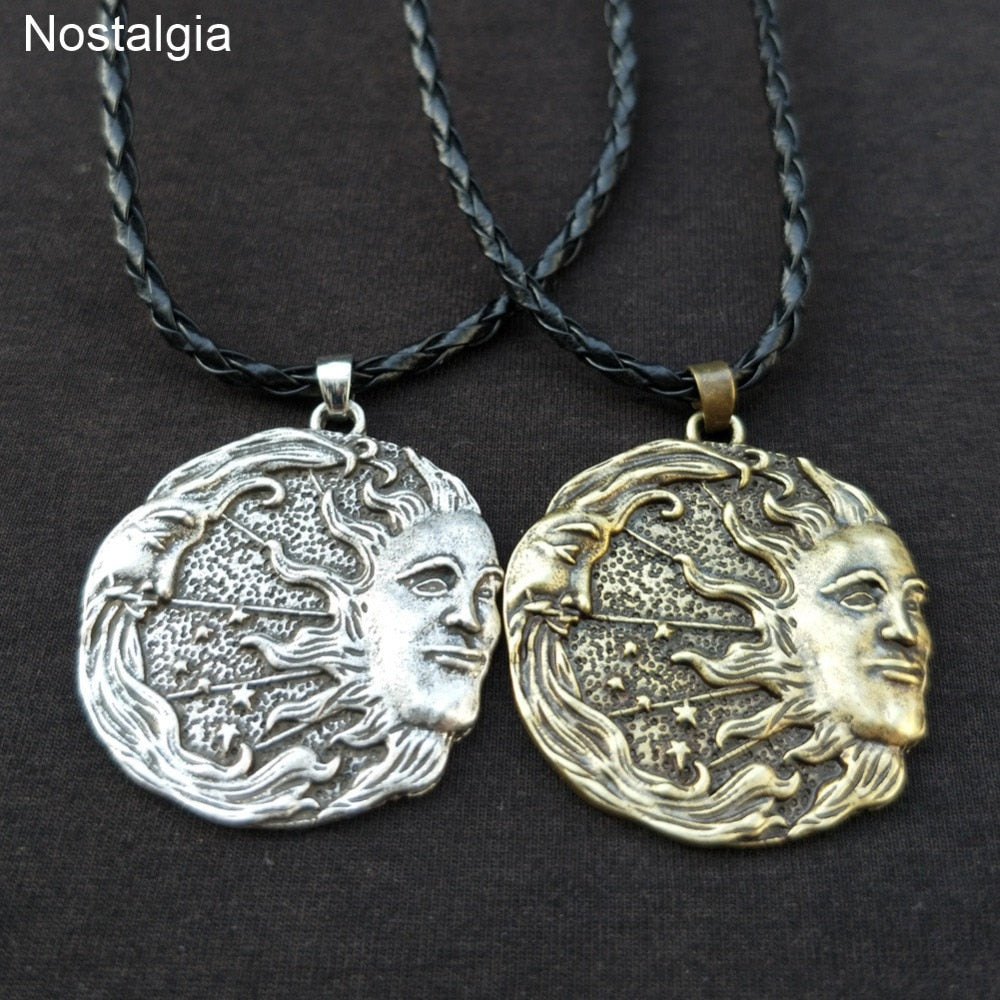 Witchcraft Sun Moon Star Wicca Pagan Spiritual Jewelry Vintage Necklace Women Men Ouija Witch Pendant  2021