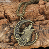 Wolf Amulet Moon Star Wicca Witchcraft Pagan Jewelry Slavic Kolovrat Pendant Necklace Talisman