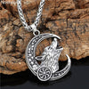 Wolf Amulet Moon Star Wicca Witchcraft Pagan Jewelry Slavic Kolovrat Pendant Necklace Talisman
